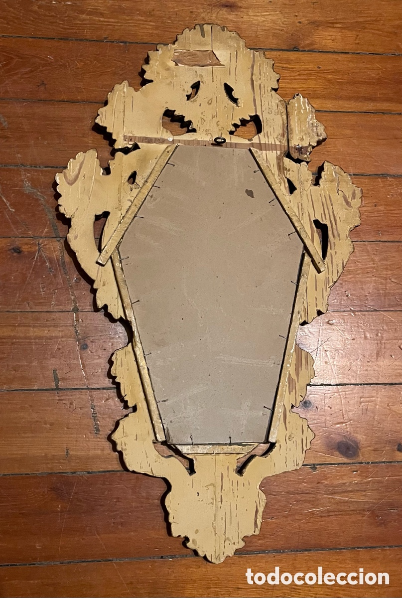 Antig&uuml;edades: Cornucopia Espejo de madera y pan de oro - Foto 9