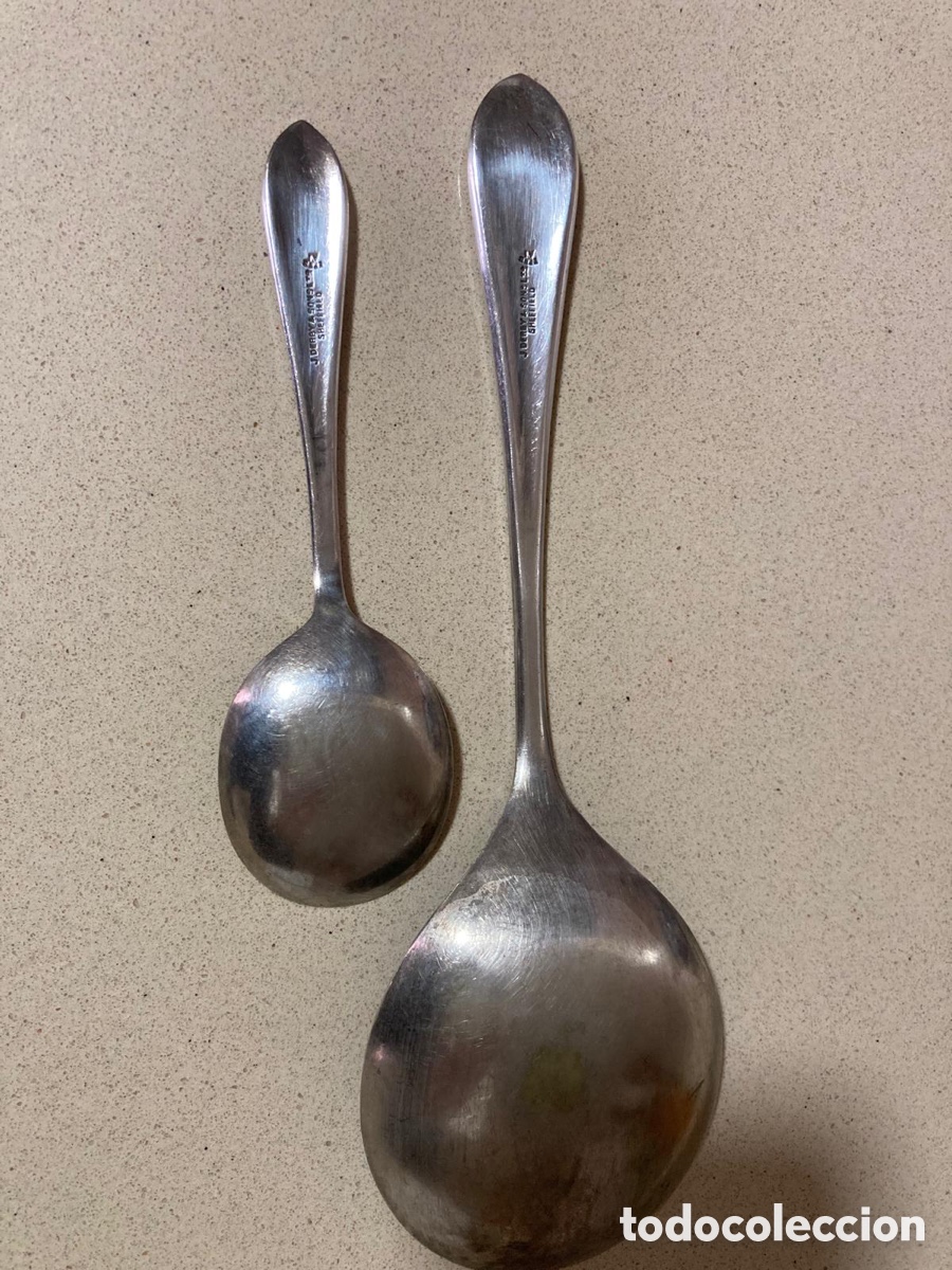 Antig&uuml;edades: 2 juegos de cucharas de postre ingleses - Foto 4
