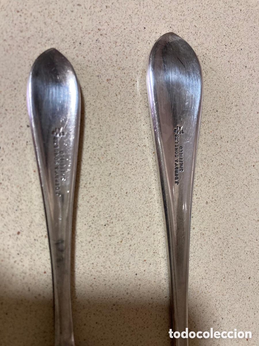 Antig&uuml;edades: 2 juegos de cucharas de postre ingleses - Foto 5
