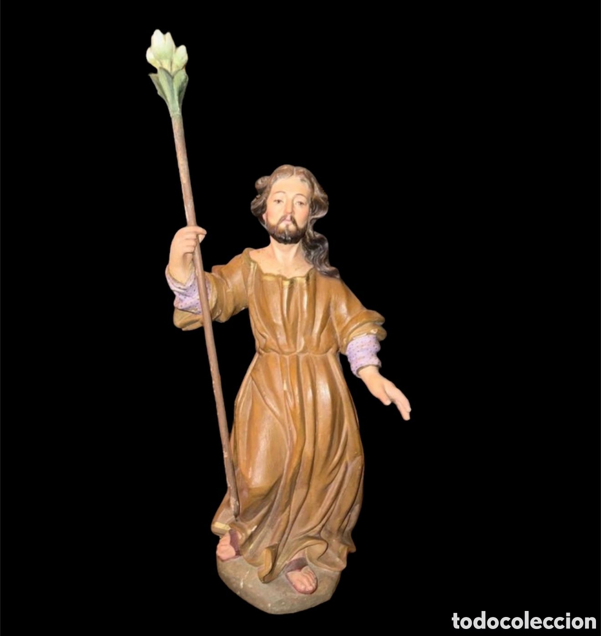 Antig&uuml;edades: Talla de Madera S.XIX &rdquo;San Jos&eacute;&rdquo; - Foto 3
