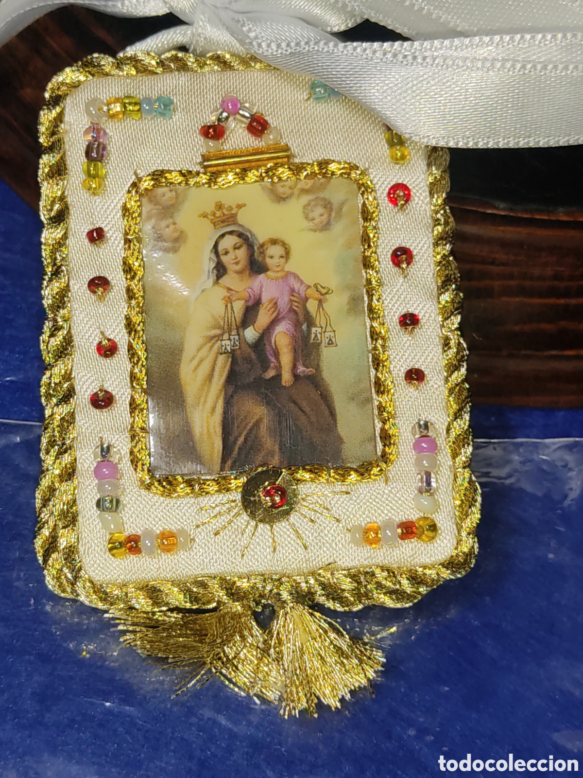 Antig&uuml;edades: Escapulario de la virgen del Carmen. - Foto 3