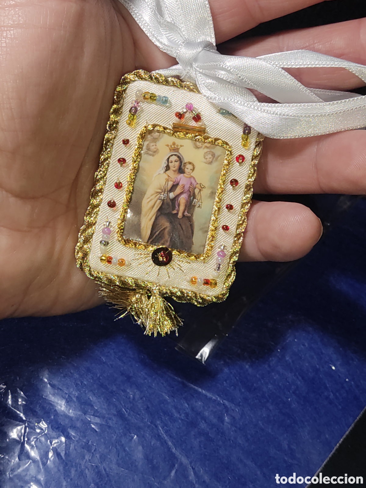 Antig&uuml;edades: Escapulario de la virgen del Carmen. - Foto 1