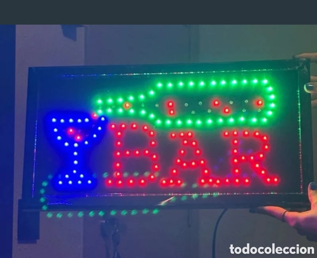 Antig&uuml;edades: Luminoso cartel Bar ,copa, botella - Foto 1