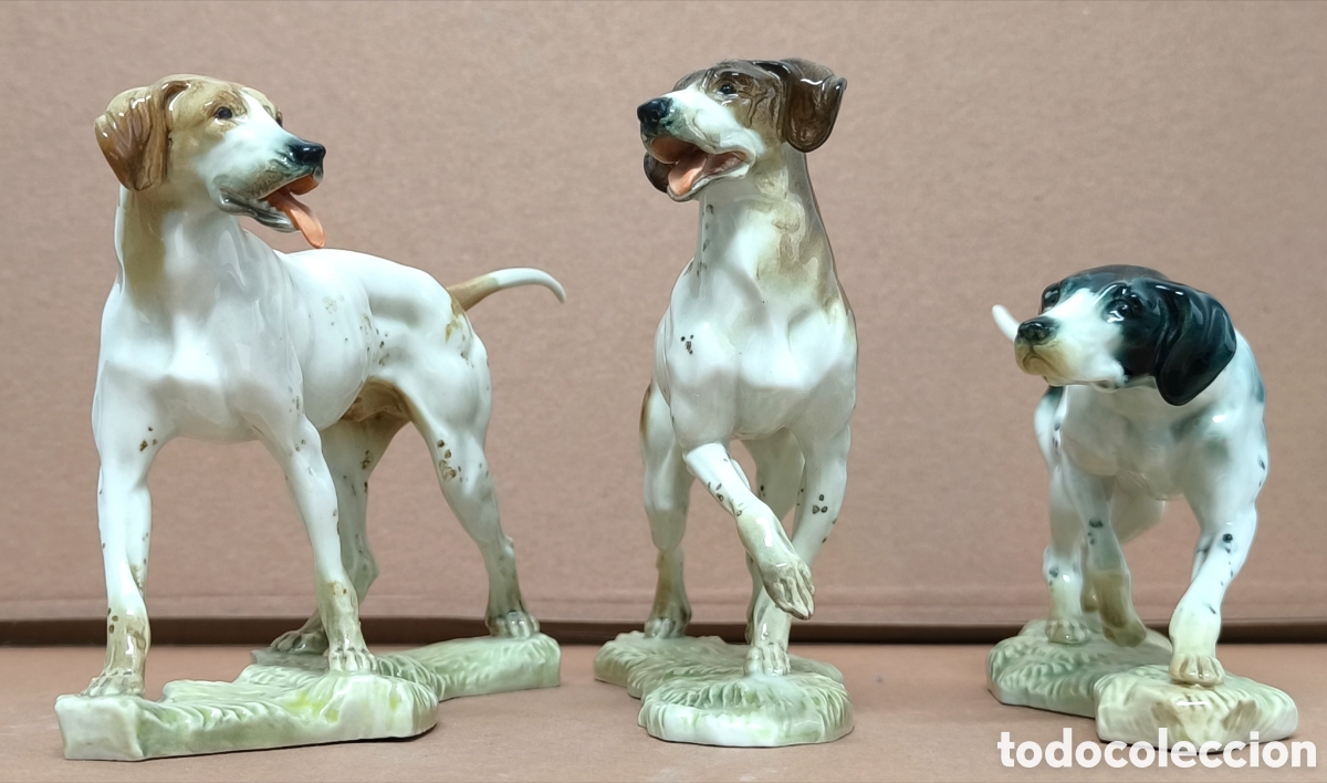 Antig&uuml;edades: TRES PERROS CER&Aacute;MICA DE ALGORA COMO NUEVOS - Foto 1