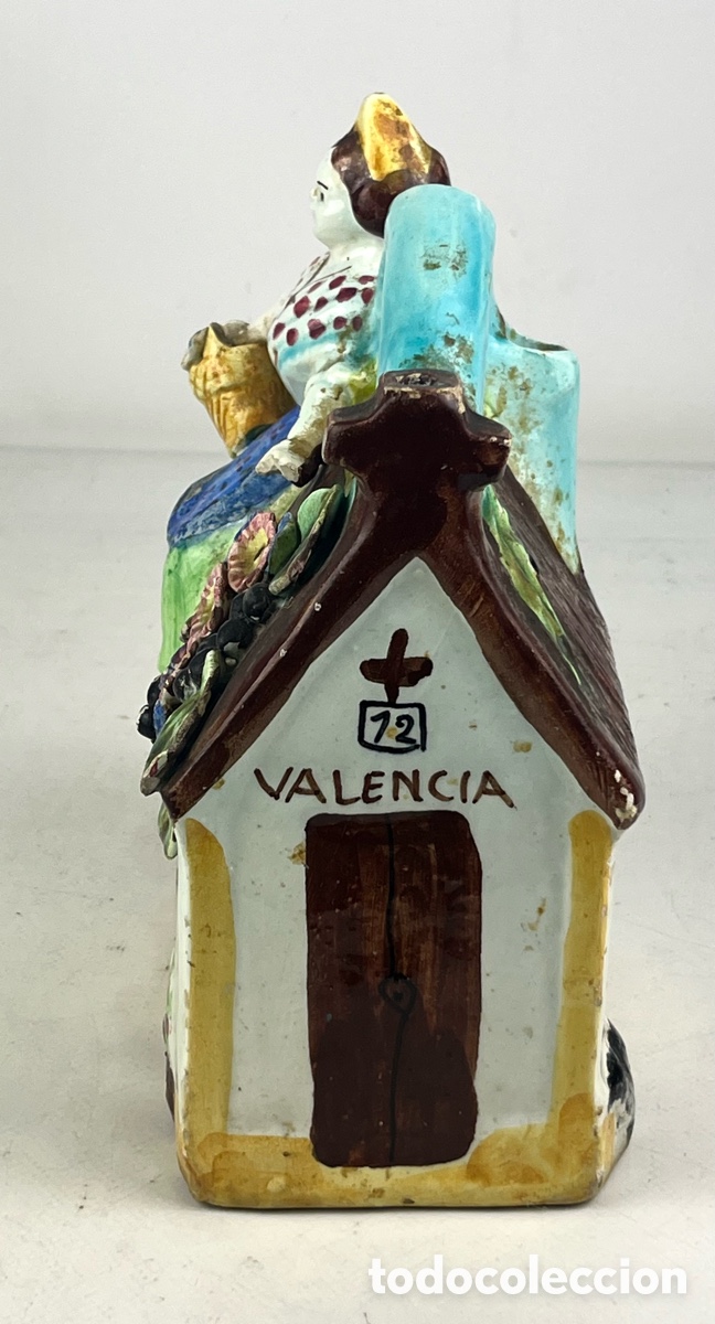 Antig&uuml;edades: BOTIJO VALENCIANO, BARRACA CON MUJER Y FLORES - Foto 3