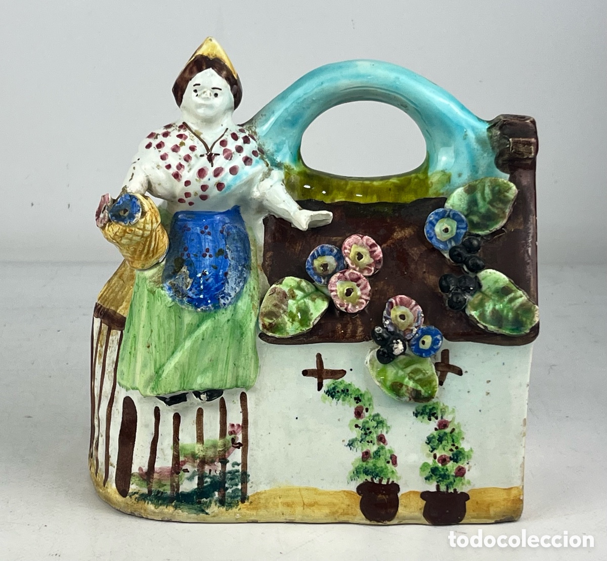 Antig&uuml;edades: BOTIJO VALENCIANO, BARRACA CON MUJER Y FLORES - Foto 1