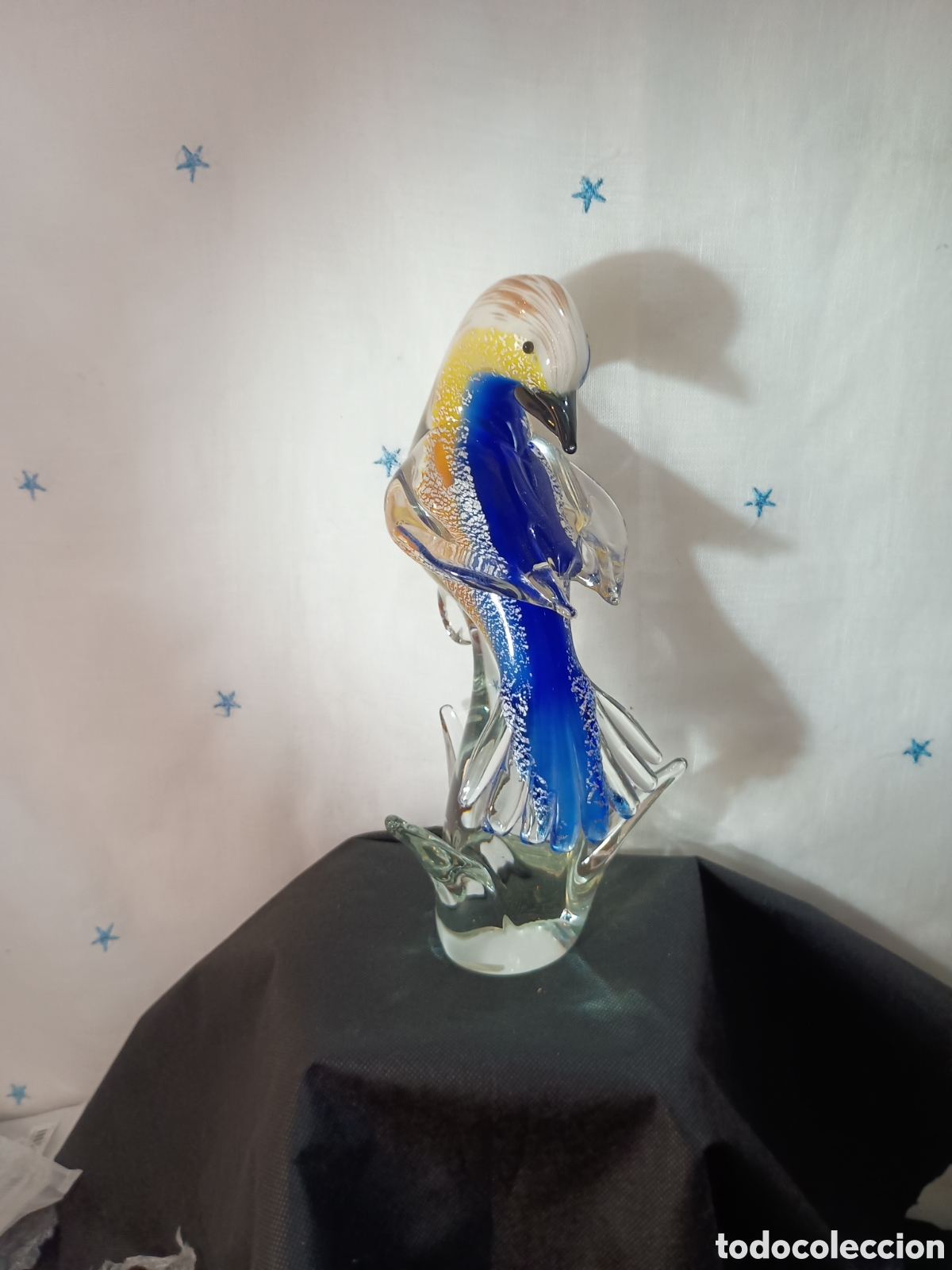 Antig&uuml;edades: Figura de ave en cristal de murano con pan de oro - Foto 2