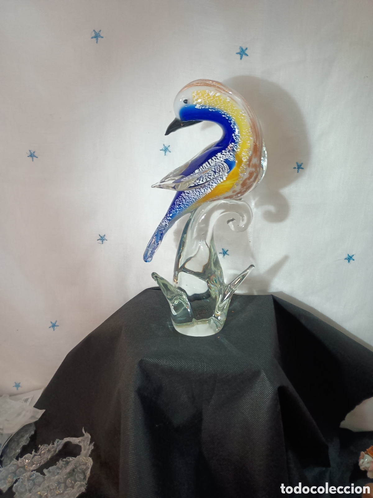 Antig&uuml;edades: Figura de ave en cristal de murano con pan de oro - Foto 1