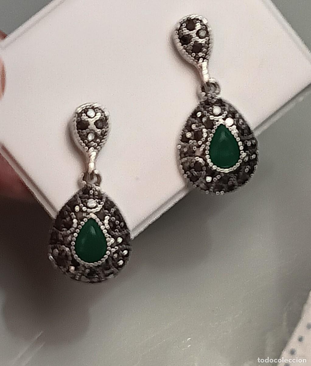 Antig&uuml;edades: Pendiendes ,Plata 925, Hematites y esmeraldas - Foto 2