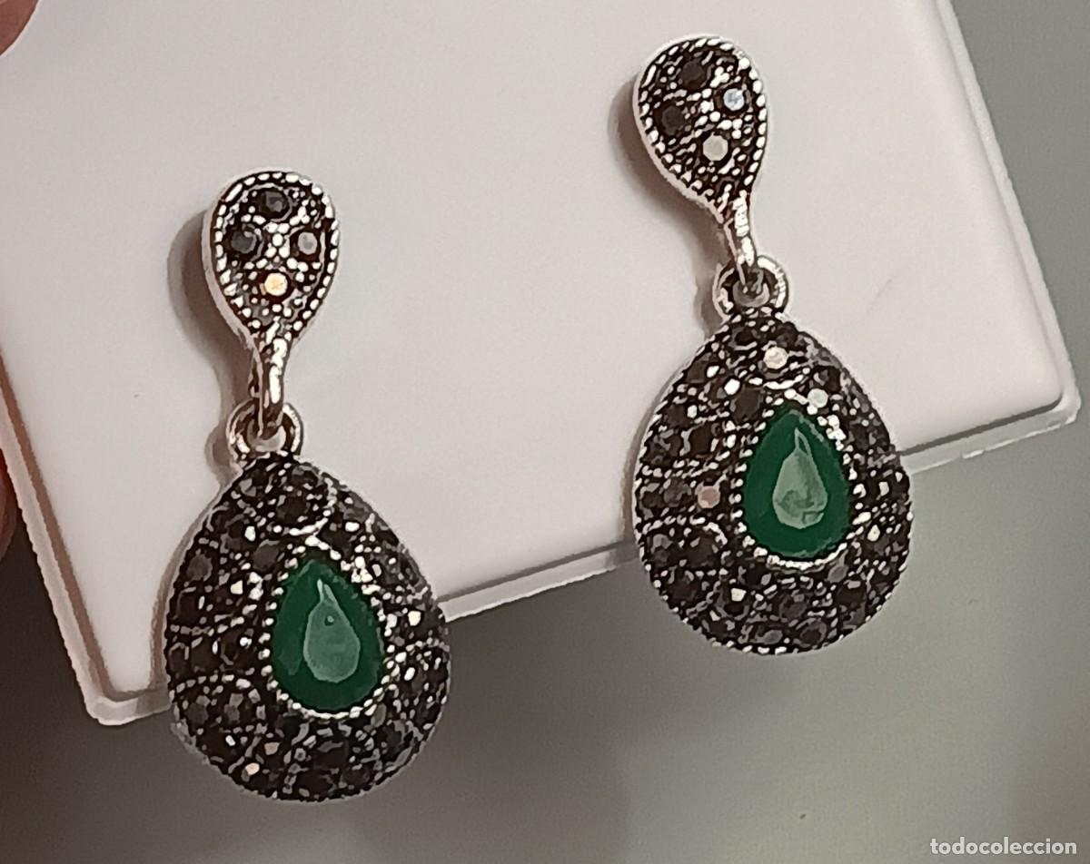 Antig&uuml;edades: Pendiendes ,Plata 925, Hematites y esmeraldas - Foto 3