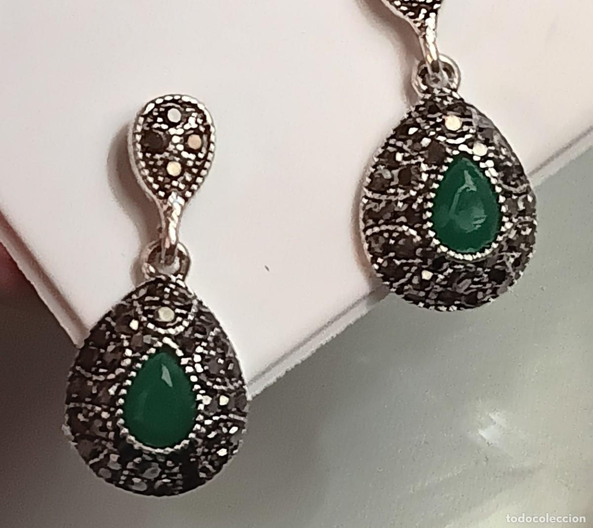 Antig&uuml;edades: Pendiendes ,Plata 925, Hematites y esmeraldas - Foto 5