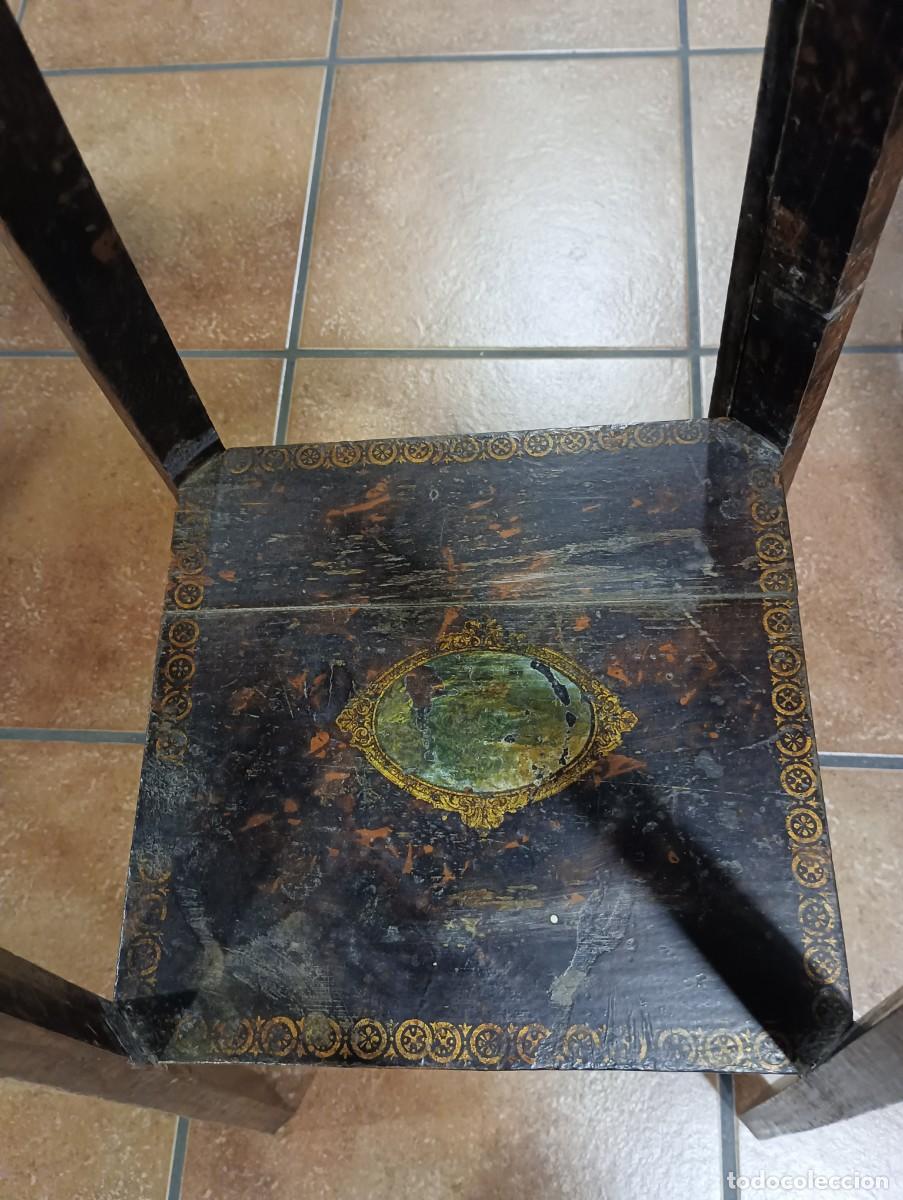Antig&uuml;edades: PEDESTAL ANTIGUO DE MADERA PINTADO - Foto 4