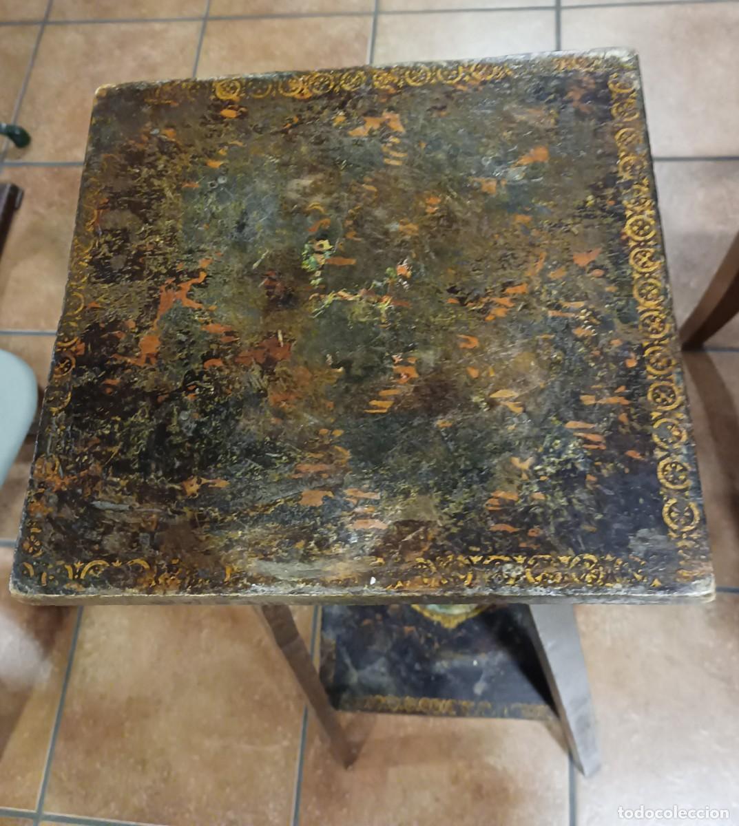 Antig&uuml;edades: PEDESTAL ANTIGUO DE MADERA PINTADO - Foto 5