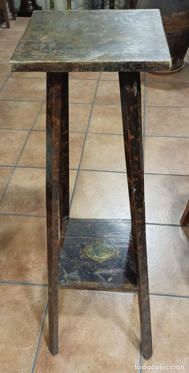Antig&uuml;edades: PEDESTAL ANTIGUO DE MADERA PINTADO - Foto 6