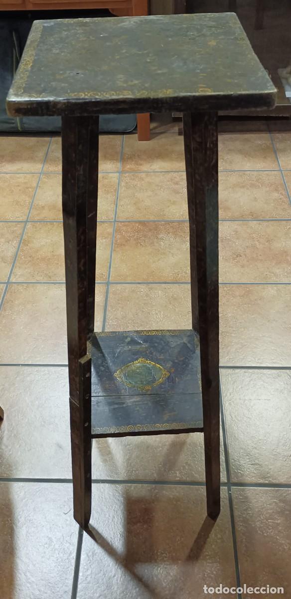 Antig&uuml;edades: PEDESTAL ANTIGUO DE MADERA PINTADO - Foto 7