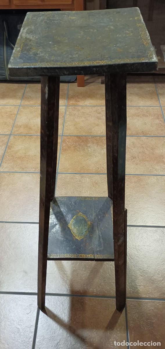 Antig&uuml;edades: PEDESTAL ANTIGUO DE MADERA PINTADO - Foto 8