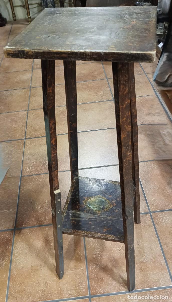 Antig&uuml;edades: PEDESTAL ANTIGUO DE MADERA PINTADO - Foto 9