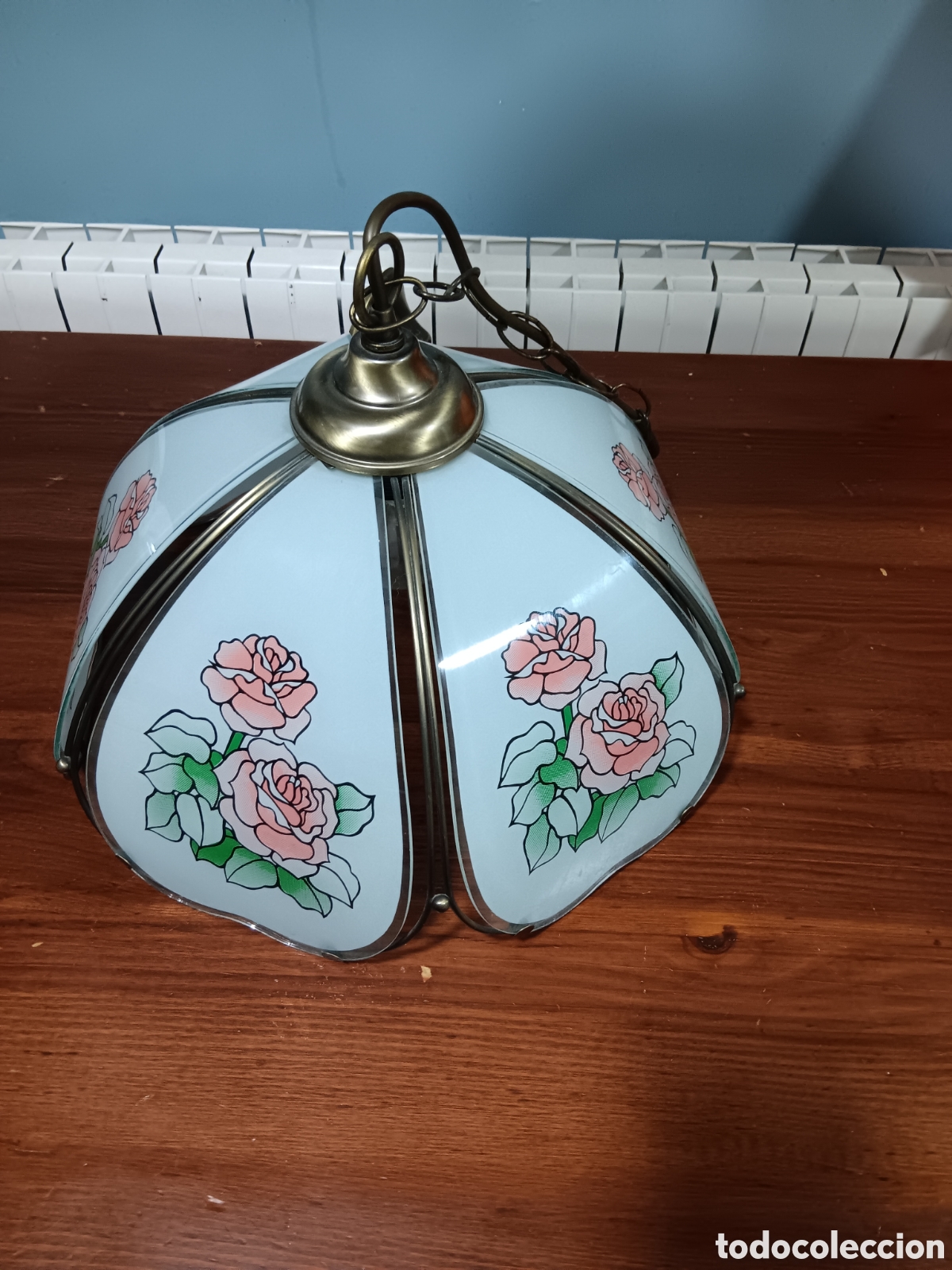 Antig&uuml;edades: LAMPARA DE TECHO CON FLORES - Foto 2