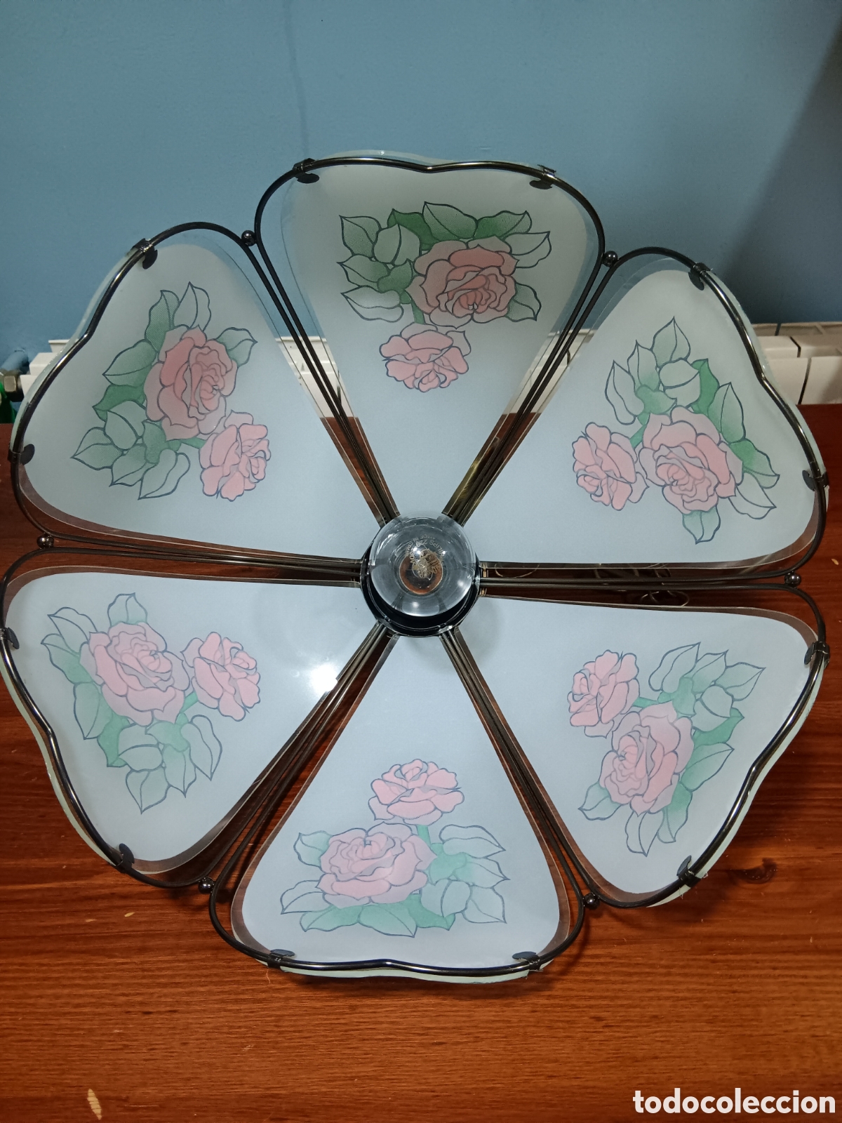 Antig&uuml;edades: LAMPARA DE TECHO CON FLORES - Foto 5