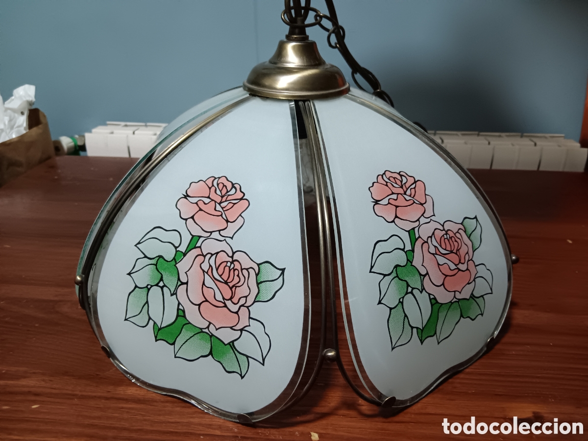 Antig&uuml;edades: LAMPARA DE TECHO CON FLORES - Foto 1
