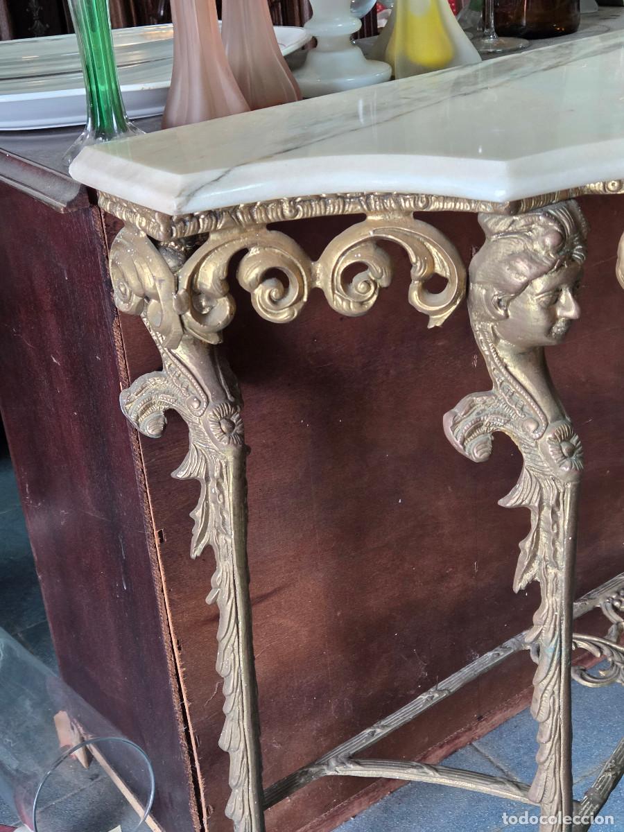 Antig&uuml;edades: consola de bronce y marmol - Foto 2