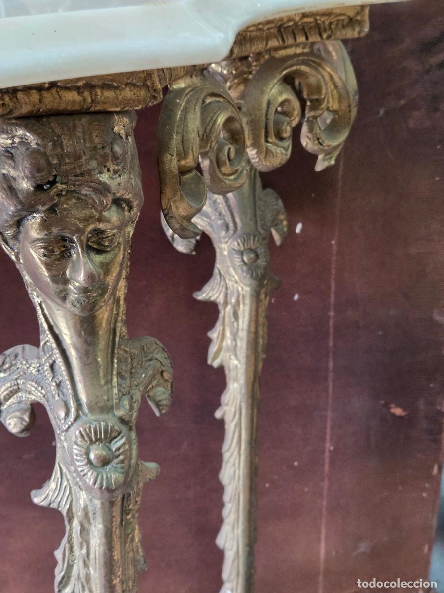 Antig&uuml;edades: consola de bronce y marmol - Foto 8