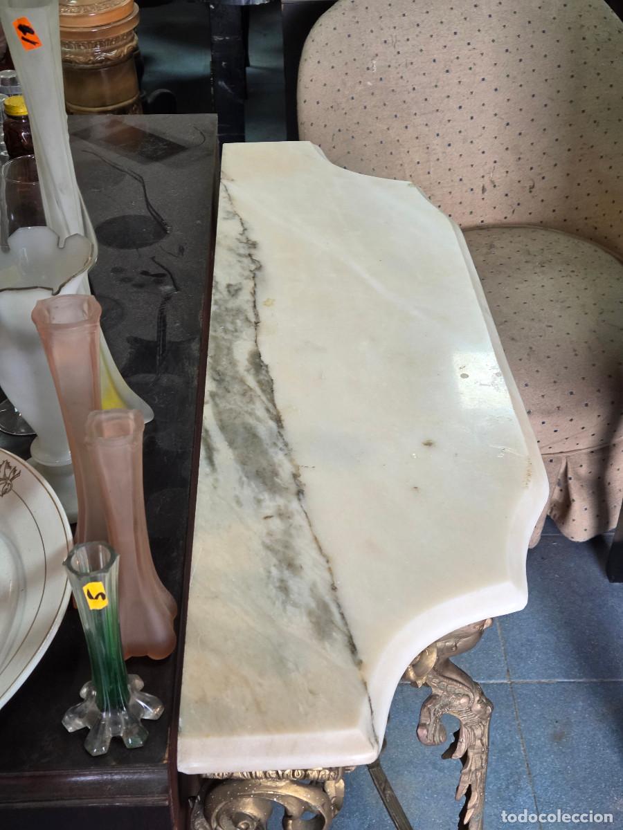 Antig&uuml;edades: consola de bronce y marmol - Foto 9