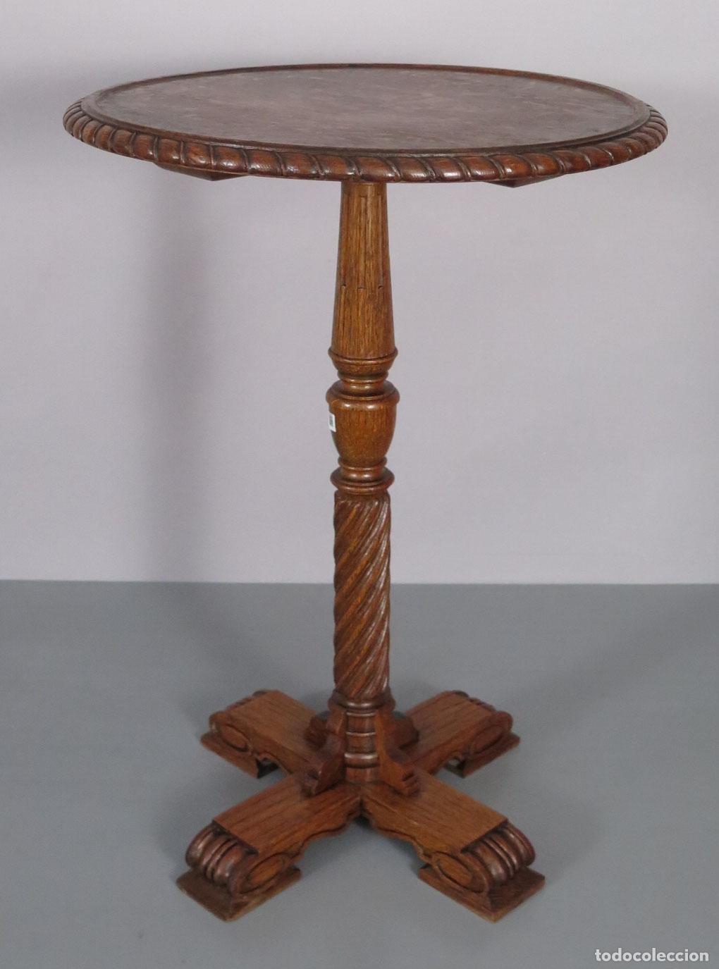 Antig&uuml;edades: MESA AUXILIAR. ROBLE. SIGLO XIX - Foto 1