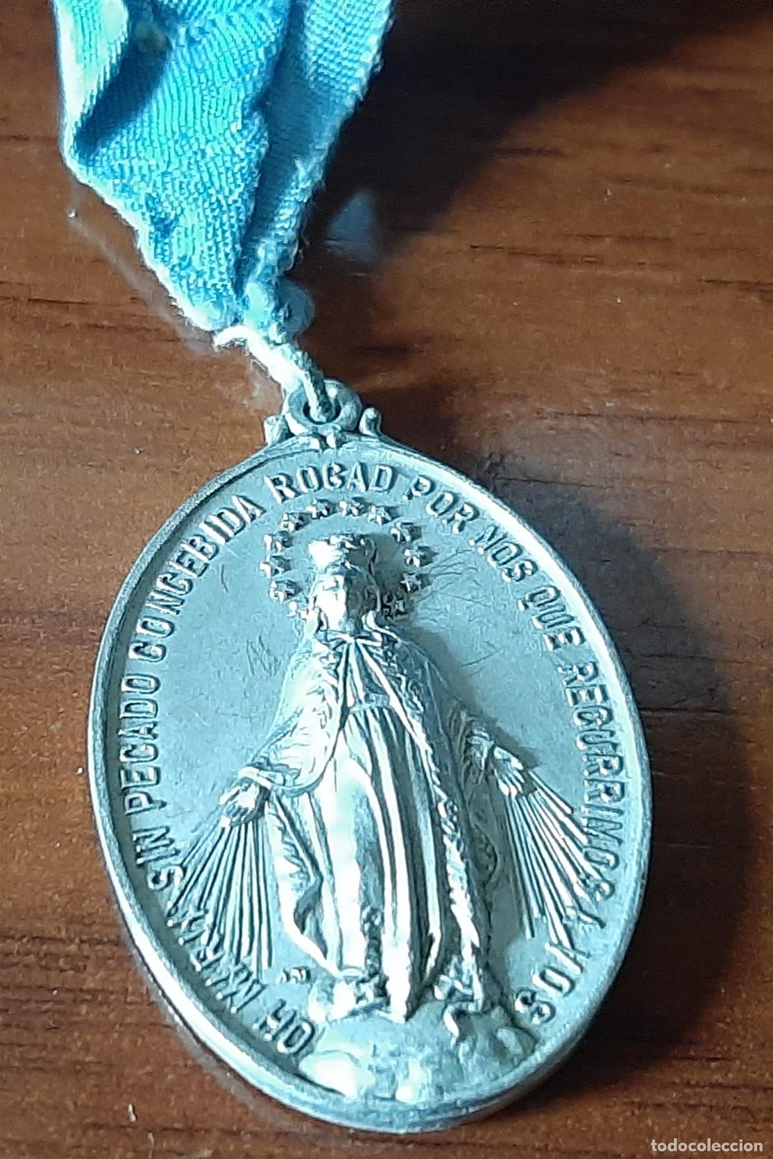 Antig&uuml;edades: MEDALLA CON CINTA DE LA INMACULADA CONCEPCION - DULCE CORAZON DE MARIA - Foto 1