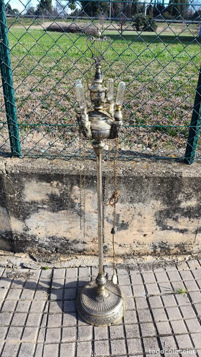 Antig&uuml;edades: Lampe 1930 bronze argent&eacute; d epoque - Foto 1