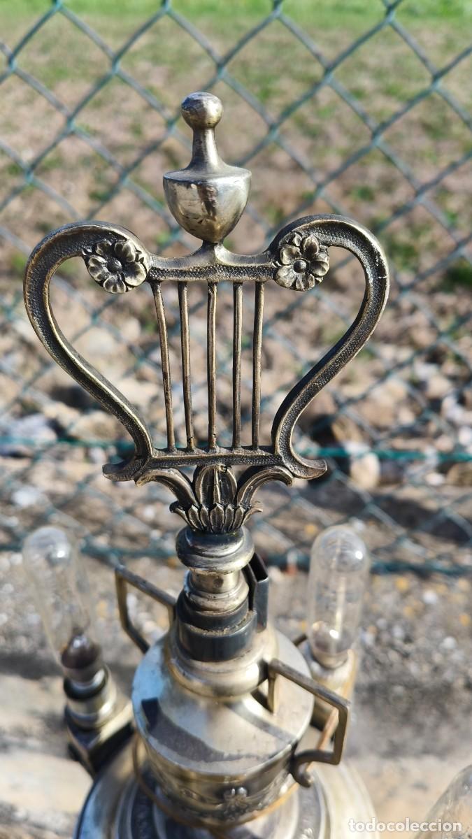 Antig&uuml;edades: Lampe 1930 bronze argent&eacute; d epoque - Foto 3