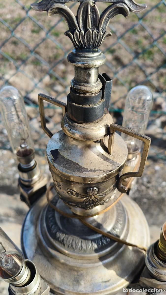 Antig&uuml;edades: Lampe 1930 bronze argent&eacute; d epoque - Foto 4