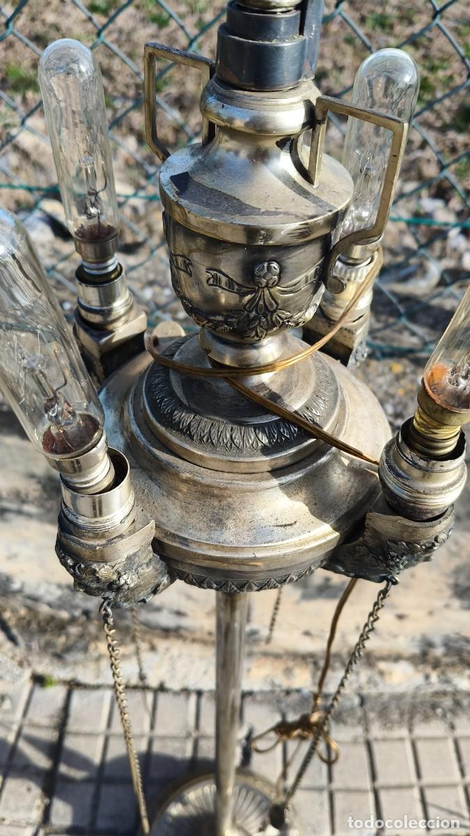 Antig&uuml;edades: Lampe 1930 bronze argent&eacute; d epoque - Foto 5
