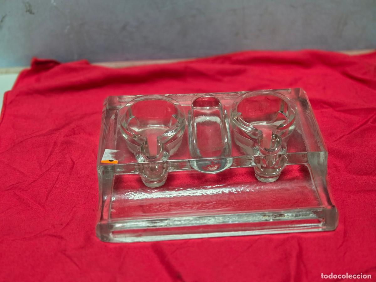 Antig&uuml;edades: tintero vintage de cristal - Foto 1