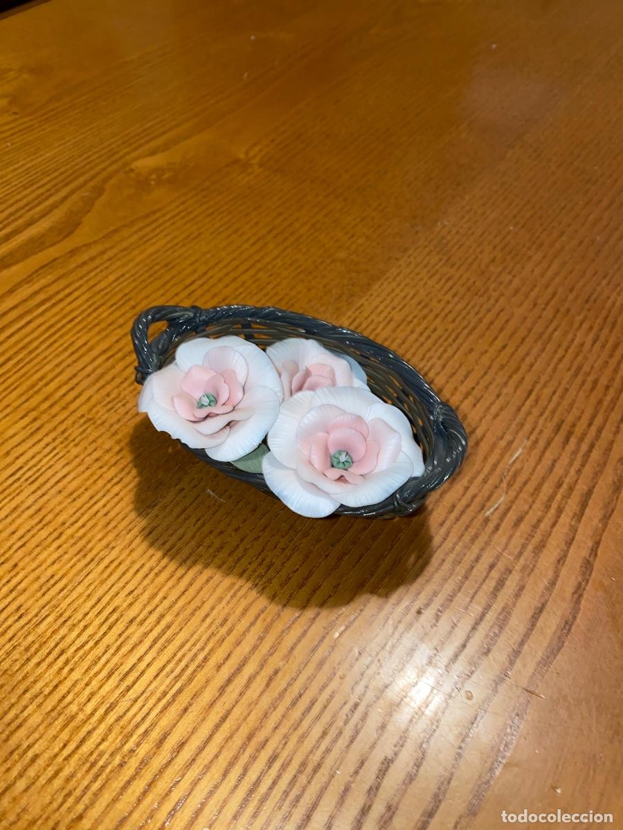 Antig&uuml;edades: LLADRO - Cesta de flores rosa - Foto 4