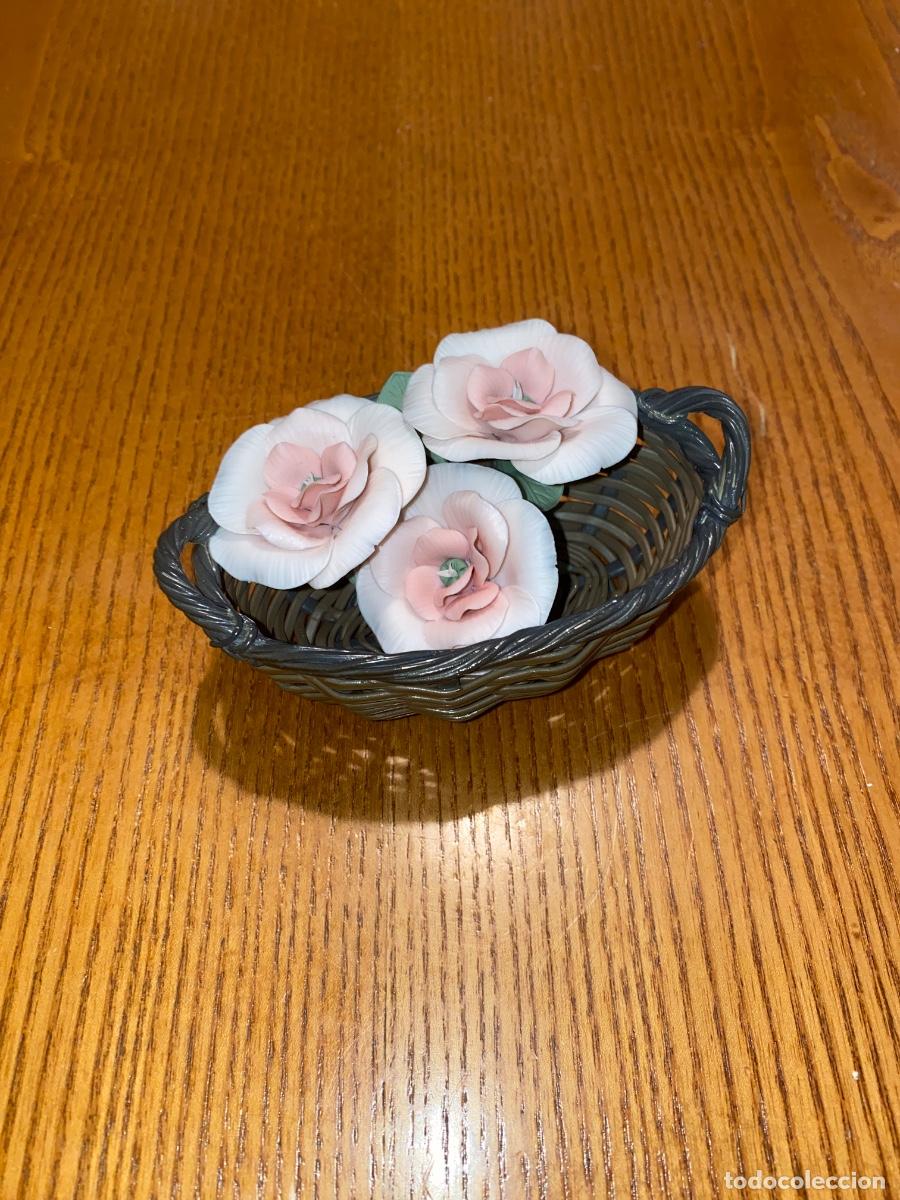 Antig&uuml;edades: LLADRO - Cesta de flores rosa - Foto 1