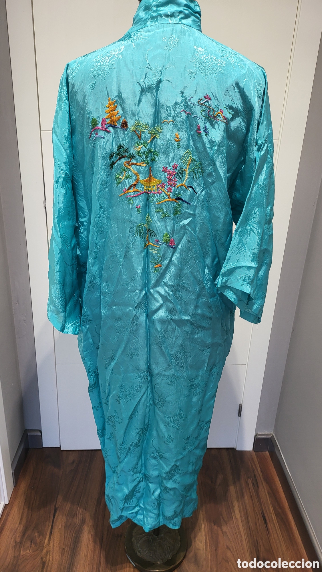 Antig&uuml;edades: ANTIGUO KIMONO BORDADO VERDE - Foto 3