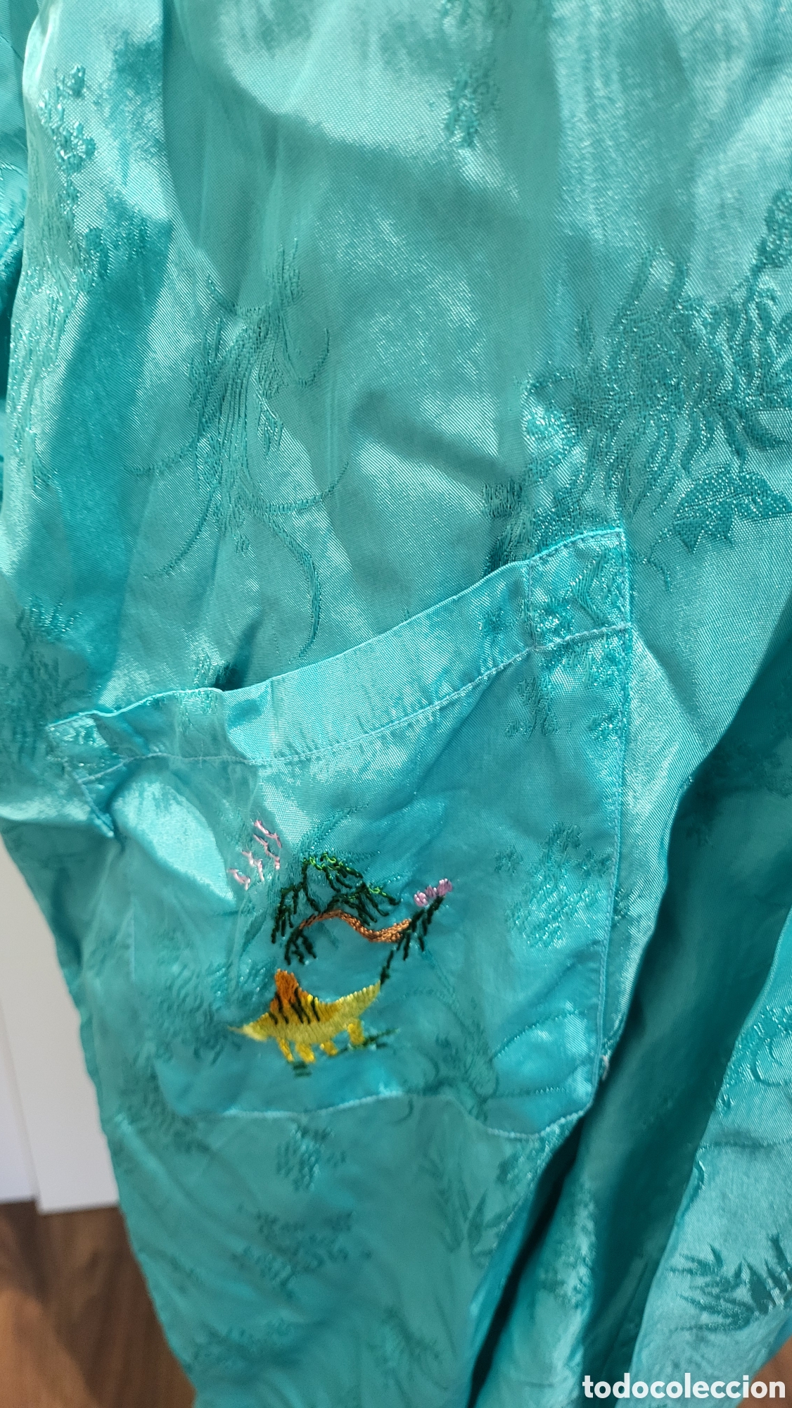 Antig&uuml;edades: ANTIGUO KIMONO BORDADO VERDE - Foto 4