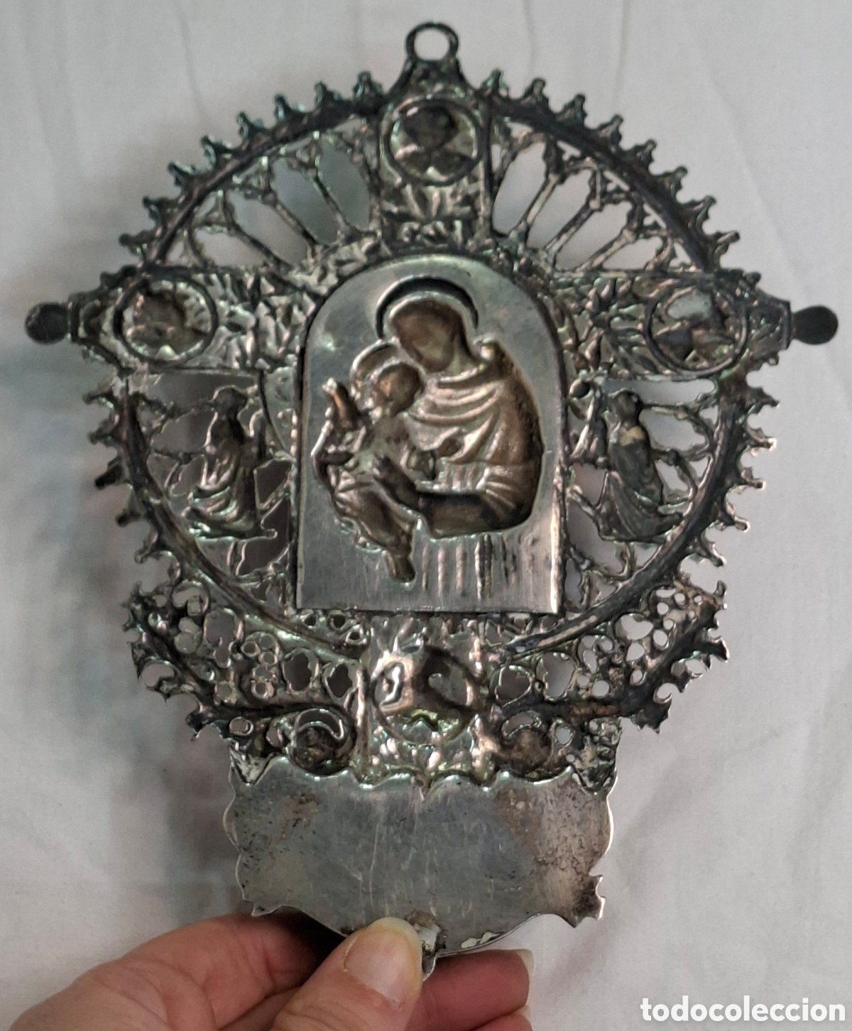 Antig&uuml;edades: Benditera de plata de ley Siglo XX - Foto 7
