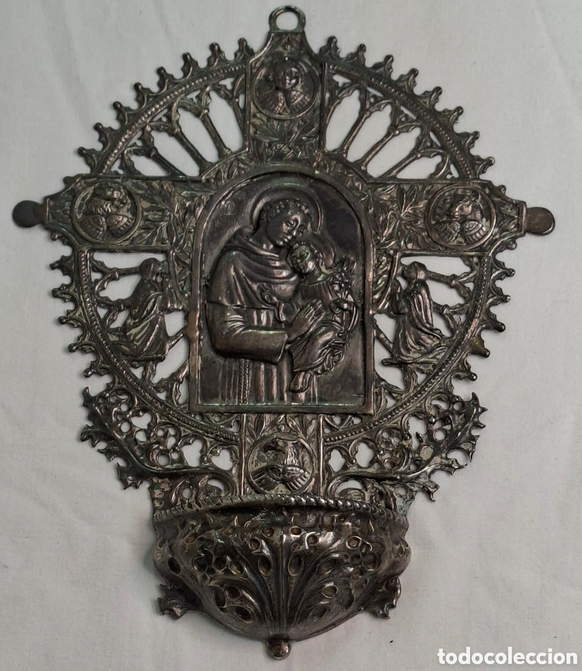 Antig&uuml;edades: Benditera de plata de ley Siglo XX - Foto 1