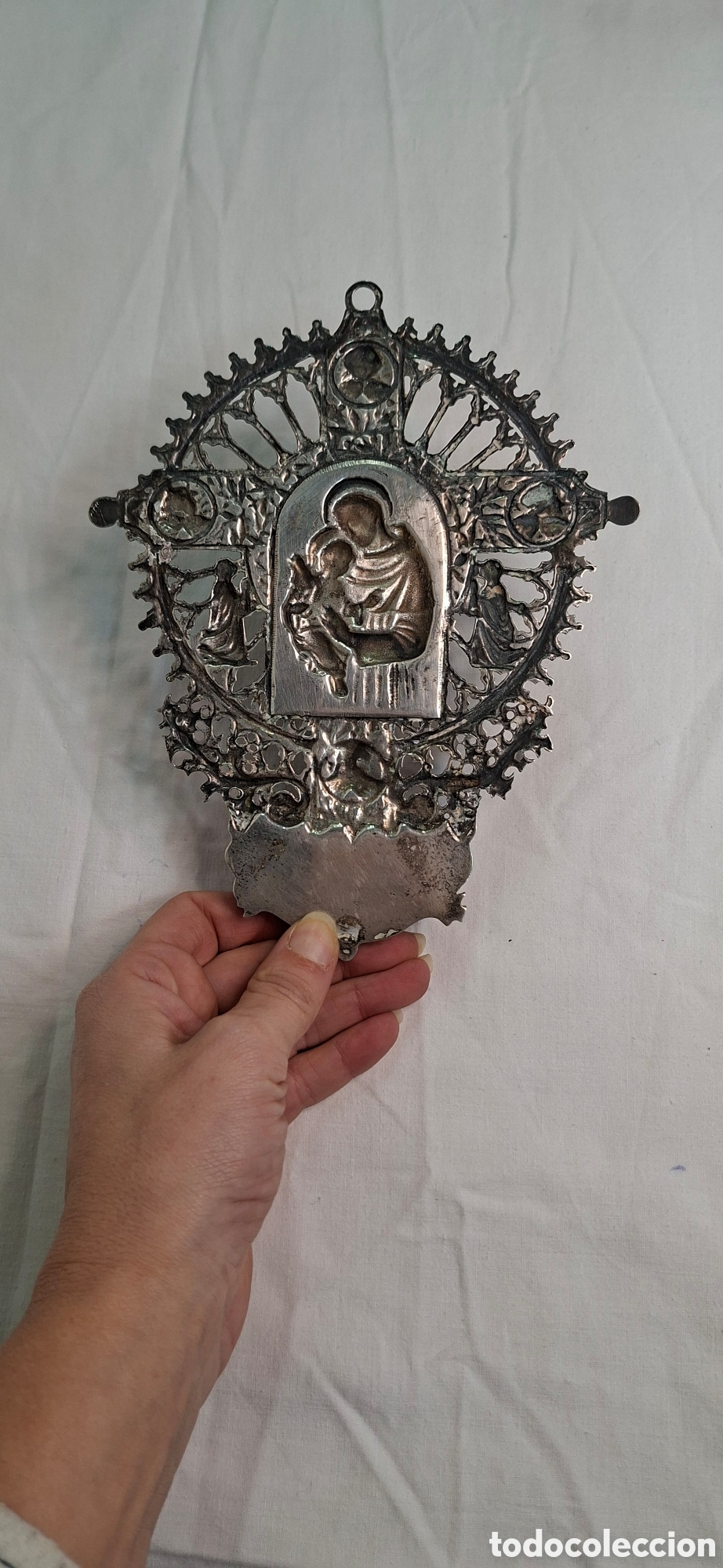 Antig&uuml;edades: Benditera de plata de ley Siglo XX - Foto 11