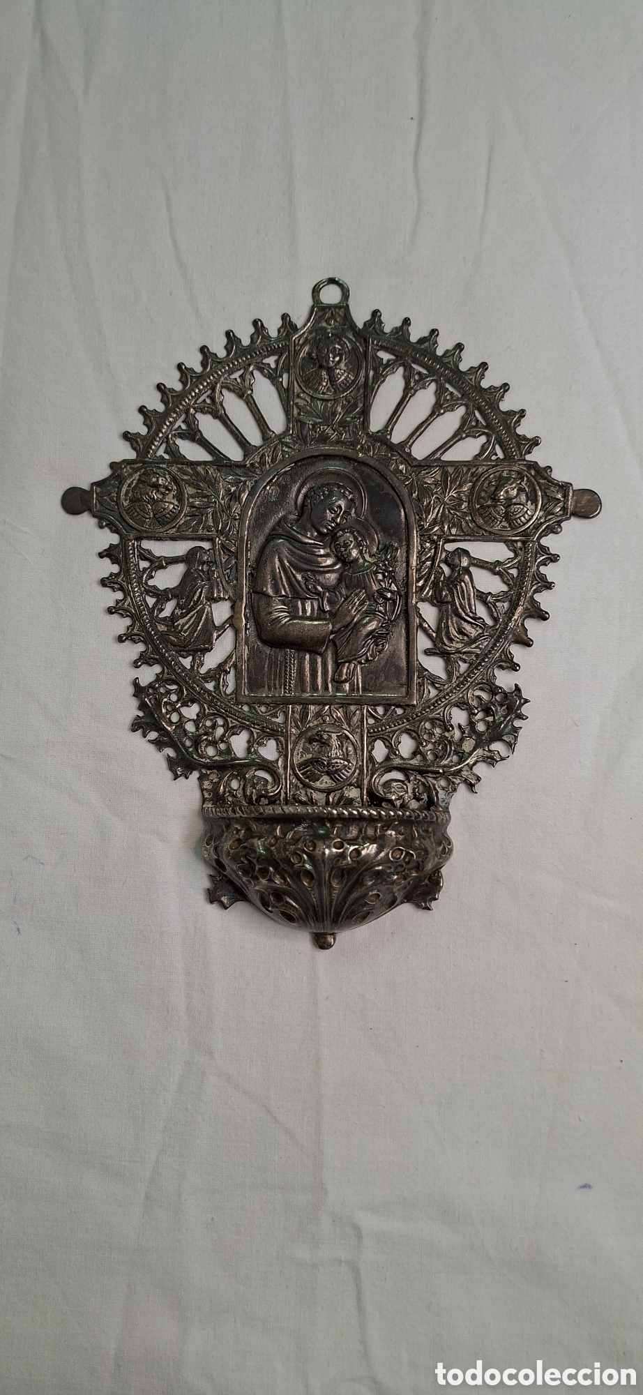 Antig&uuml;edades: Benditera de plata de ley Siglo XX - Foto 12