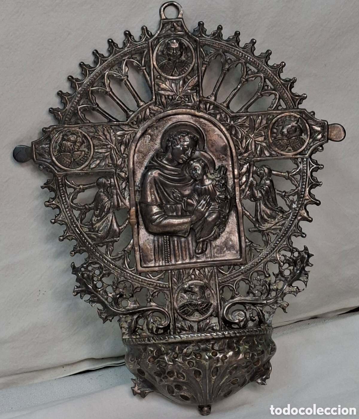 Antig&uuml;edades: Benditera de plata de ley Siglo XX - Foto 14
