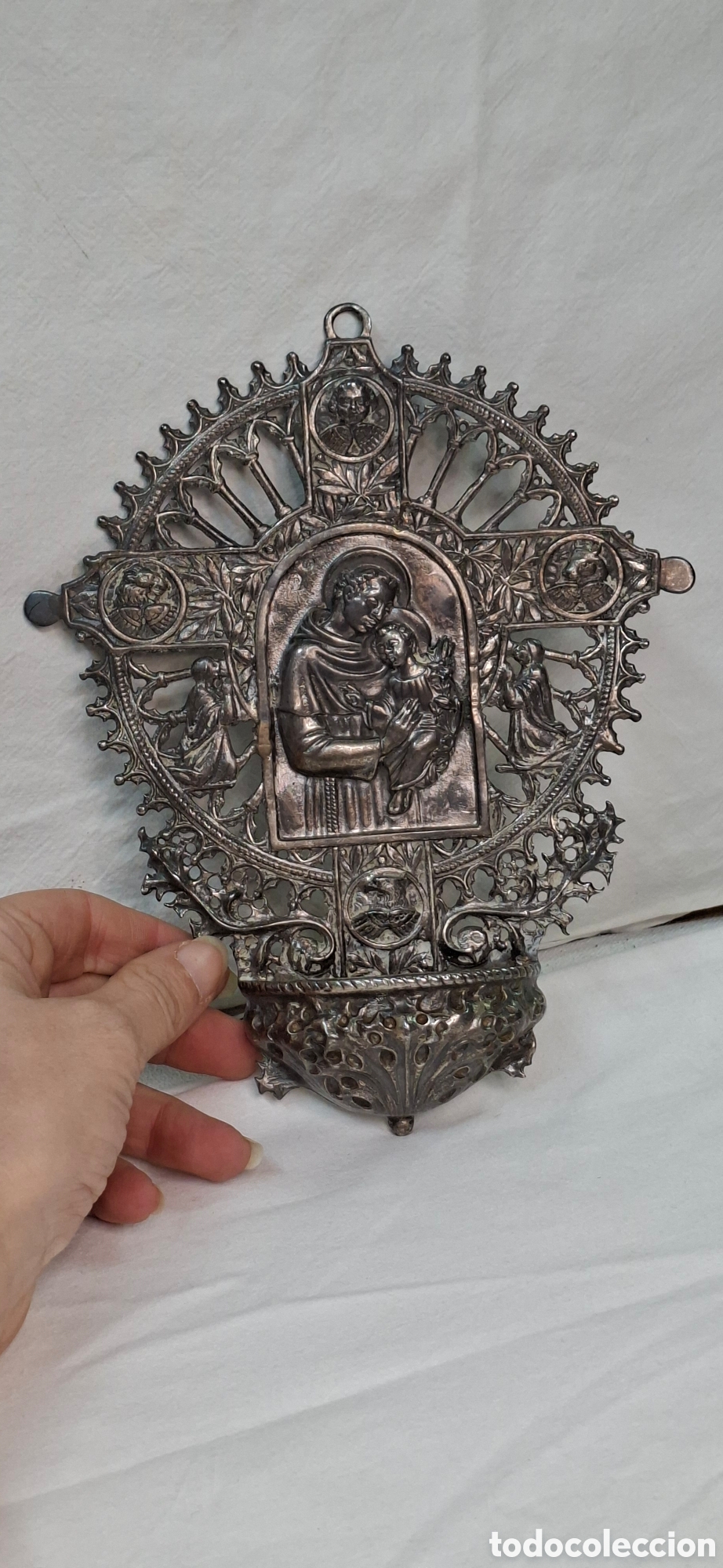Antig&uuml;edades: Benditera de plata de ley Siglo XX - Foto 15