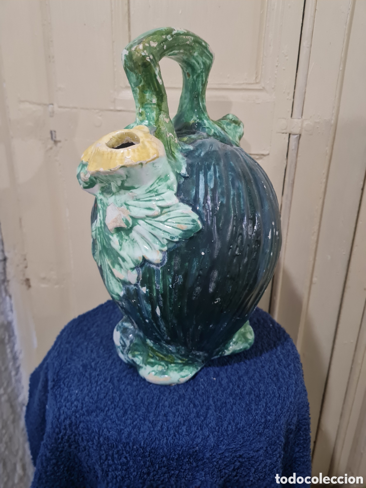 Antig&uuml;edades: Antiguo botijo valenciano con mel&oacute;n - Foto 2