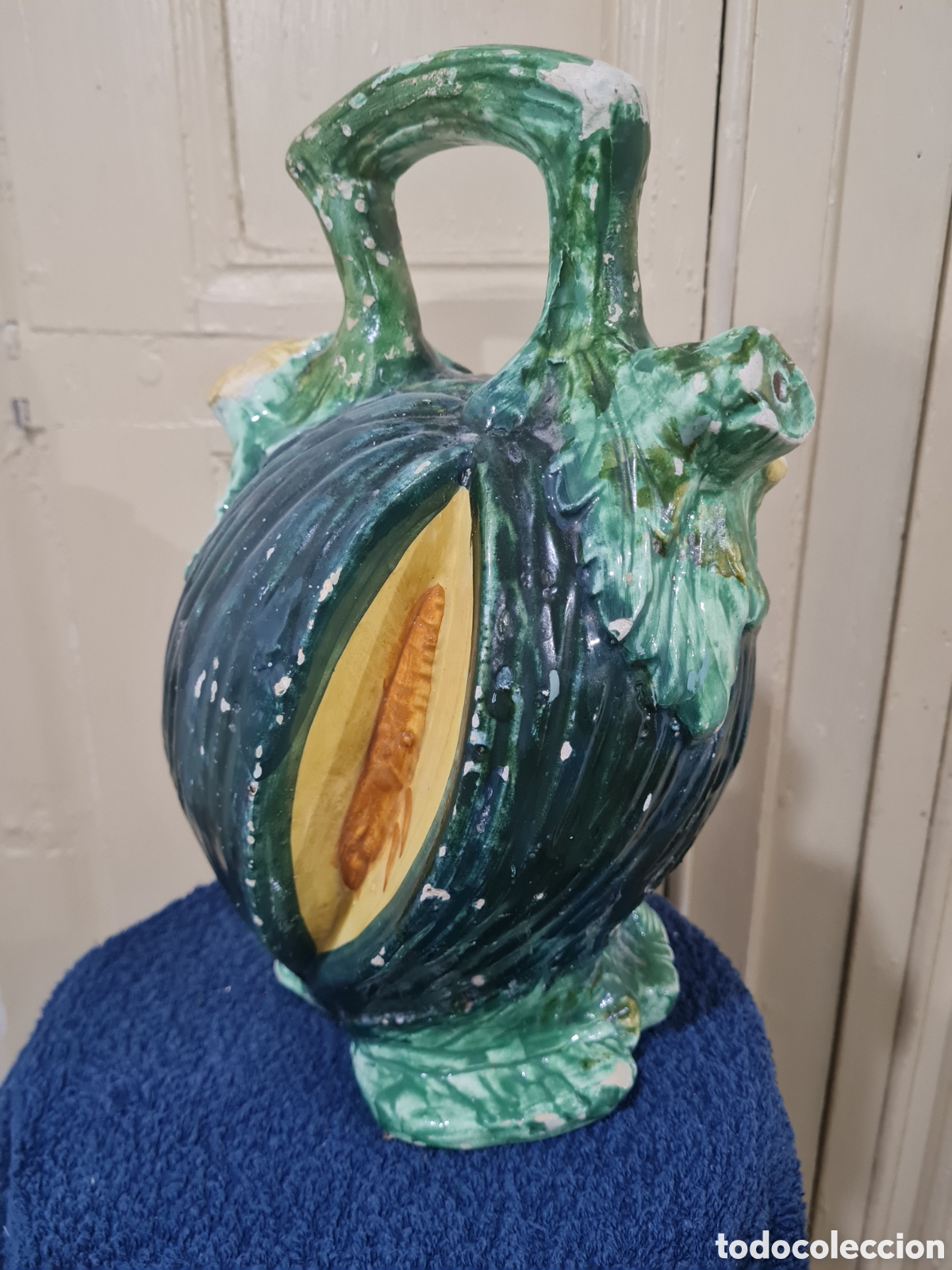 Antig&uuml;edades: Antiguo botijo valenciano con mel&oacute;n - Foto 1