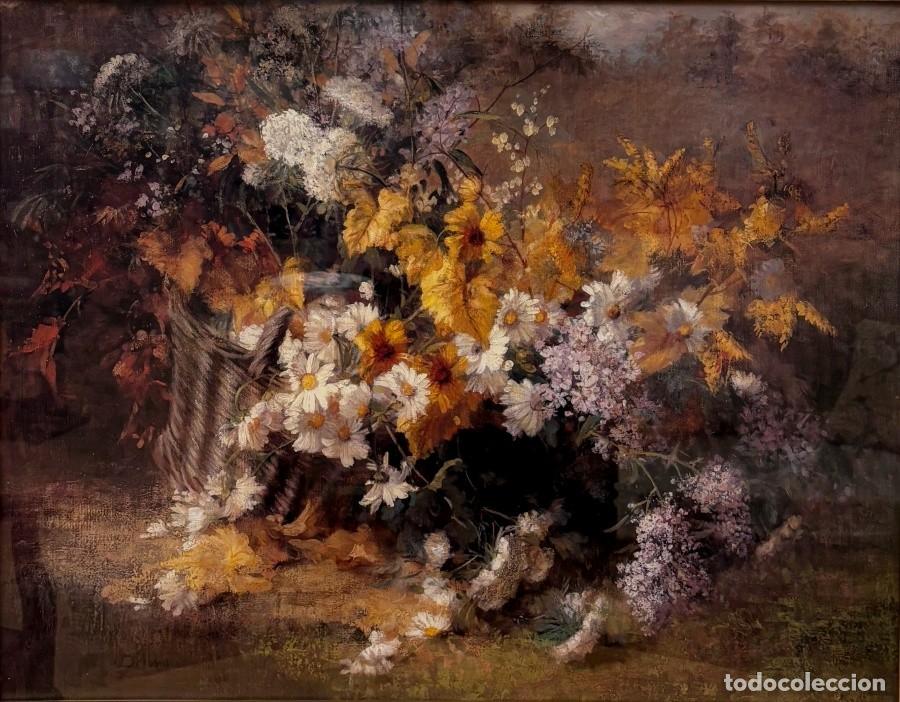 Antig&uuml;edades: L&aacute;mina Floral Enmarcada - Foto 2