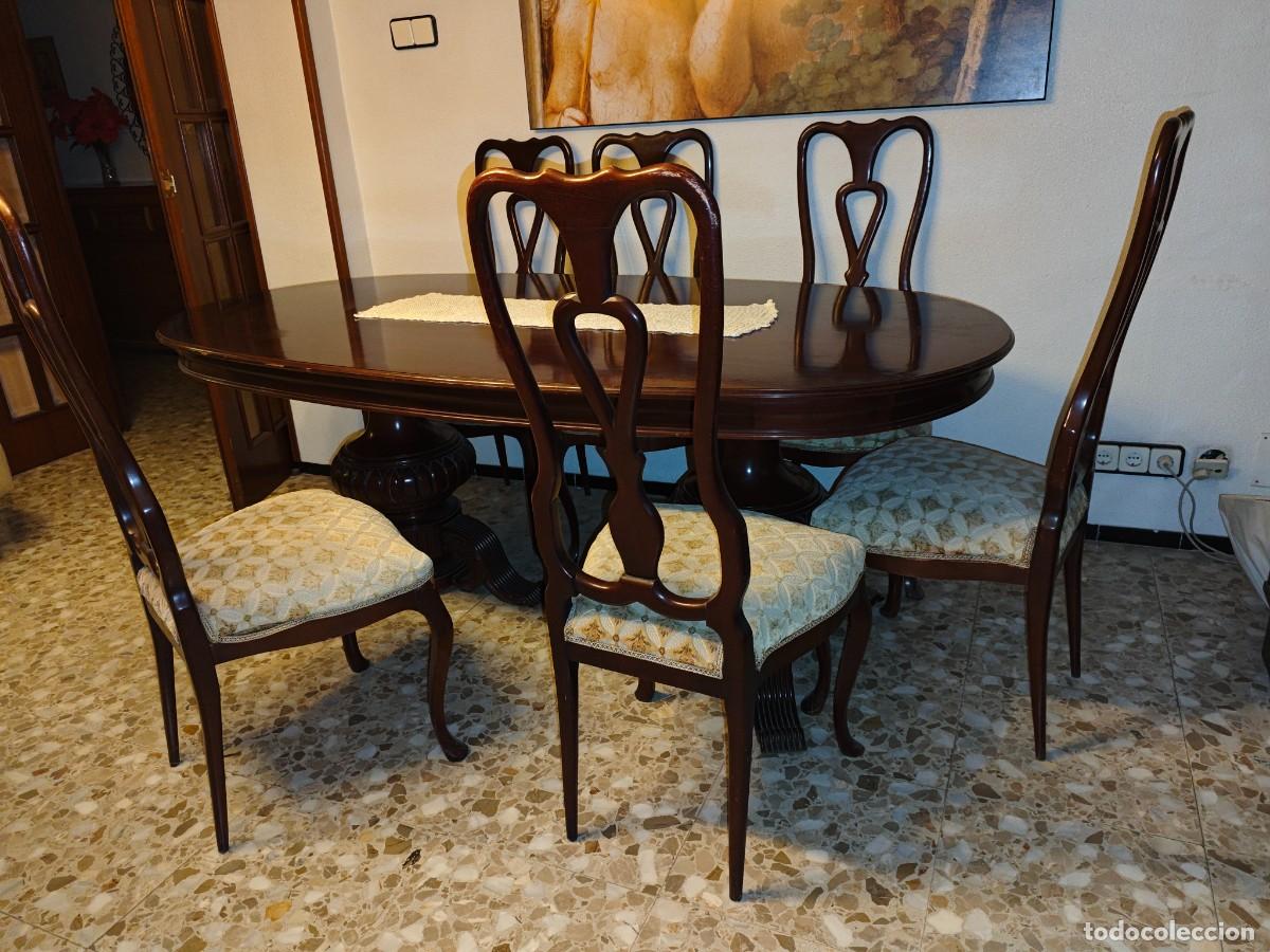 Antig&uuml;edades: Mesa Grande Ovalada Caoba+ Sillas 6 - Foto 1
