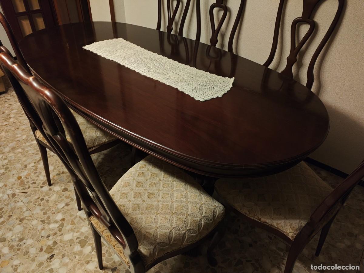 Antig&uuml;edades: Mesa Grande Ovalada Caoba+ Sillas 6 - Foto 2