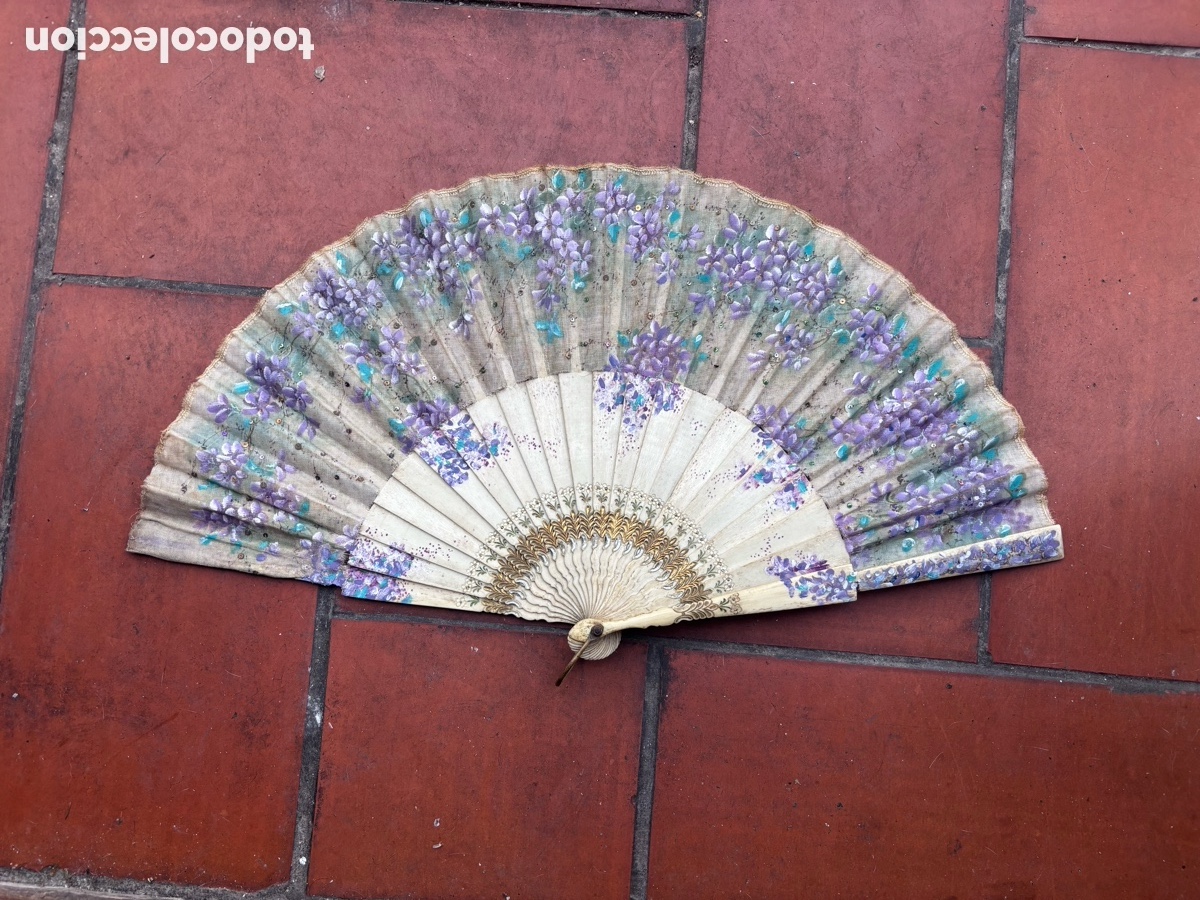 Antig&uuml;edades: ABANICO ANTIGUO PINTADO A MANO - Foto 2